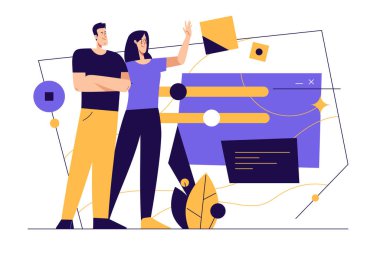 Medya, teknoloji ve iletişim konularında modernleşmemiş düz stil vektör çizimi. Düzenlenebilir vuruş