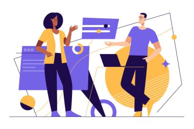 Medya, teknoloji ve iletişim konularında modernleşmemiş düz stil vektör çizimi. Düzenlenebilir vuruş