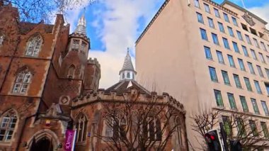 Eşsiz ve Ultra Geniş Panoramik Style Görüntüleri Londra Merkez Şehri 20 Ocak 2026 'da Şehir Aracıyla Sokaklar Arasında Araba Sürerken