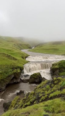 İzlanda Şelalesi Şelalesi Şelale Şelalesi Şelale Nehri İzlanda Doğa Arkaplanı. Yüksek kalite 4k görüntü