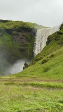 İzlanda 'daki Skogafoss Şelalesi. Yüksek kalite 4k görüntü