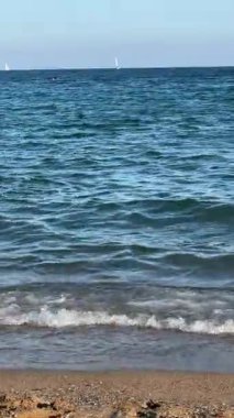 Sakin Mavi Okyanus Ufku Dalgalar, Yumuşak Dalgalar Kum Kıyı Kuşu