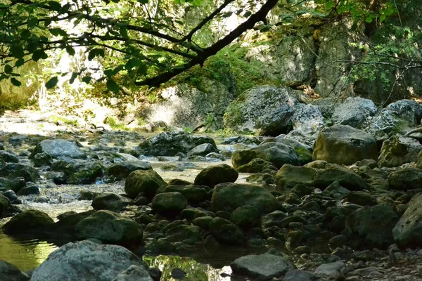 Fluxo de água entre pedras — Fotografia de Stock