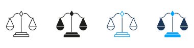 Adalet Hattı ve Katı Simge Ayarları. Hukuki Denge, Adalet ve Eşitlik Sembol Koleksiyonu. Hukuk ve Adalet Temsilcisi. İzole Vektör İllüstrasyonu.