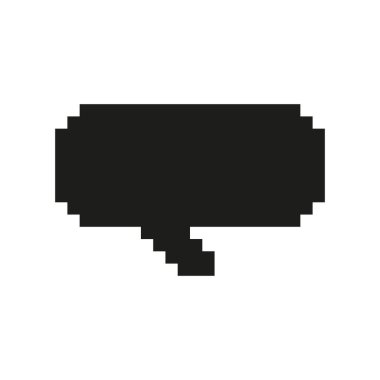 Speech Balloon Pixelated Silhouette Icon. Pixel Art Symbol of Message Bubble for Retro UI Design. Isolated Vector Illustration.