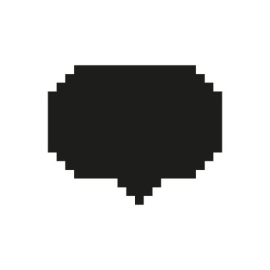 Chat Bubble Pixelated Silhouette Simgesi. İletişim için Mesaj Penceresinin Piksel Sanat Sembolü. İzole Vektör İllüstrasyonu.