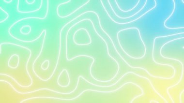 Yumuşak pastel topografik hat çizgileri gradyan arkaplanda akıyor. Modern tasarım, coğrafi görseller ve rahatlatıcı hareket arkaplanları için soyut dalgalı animasyon mükemmeldir.