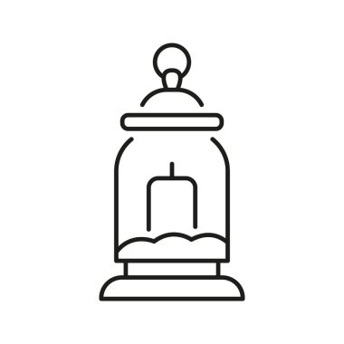 Cam Kavanoz Hattı Simgesindeki Mum. Ev dekorasyonu, Aromaterapi ve Rahatlama Ana Hattı Sembolü. Ortam ve ruh hali için dekoratif mum tutacağı. Düzenlenebilir Vuruş. İzole Vektör İllüstrasyonu.