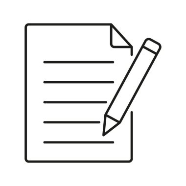 Kalem Satırı Simgesiyle Belge. Yazma, Düzenleme ve Not Alma Sembolü. İçerik Yaratılış ve Belgelendirme. Düzenlenebilir Vuruş. İzole Vektör İllüstrasyonu.