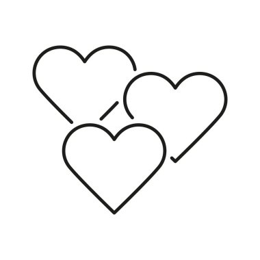 Üç üst üste binen kupa hattı simgesi. Aşk, Şefkat ve Romantik Bağlantı Ana Hattı Sembolü. Sevgililer Günü, İlişki, Duygusal Bağ. Düzenlenebilir Vuruş. İzole Vektör İllüstrasyonu.