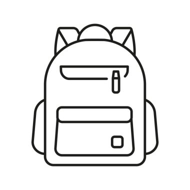 Sırt çantası Satırı Simgesi. Okul çantası, seyahat teçhizatı ve açık hava macera ana hatları sembolü. Çok yönlü Depolama Çözümü. Düzenlenebilir Vuruş. İzole Vektör İllüstrasyonu.