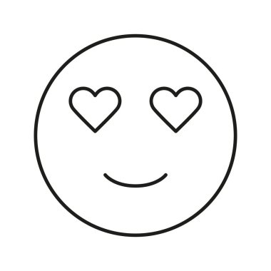 Kalp Gözü Emoji Hattı Simgesi. Sevgi, Sevgi ve Tapma İfade Özeti Sembolü. Romantik ve Duygusal İletişim. Düzenlenebilir Vuruş. İzole Vektör İllüstrasyonu.