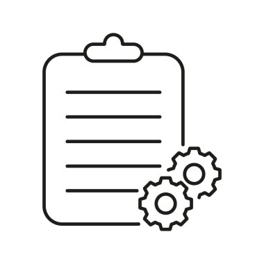 Vites kutusu simgesi olan pano. Görev Yönetimi, Çalışma Akımı Optimizasyonu ve Süreç Otomasyon Ana Hattı Sembolü. İş verimliliği. Düzenlenebilir Vuruş. İzole Vektör İllüstrasyonu.