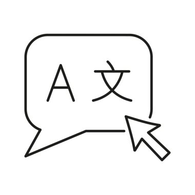 Çevrimiçi Çeviri Satırı Simgesi İşaretli Konuşma Balonu. Çok dilli İletişim Ana Hattı Sembolü. Küresel Dil Hizmetleri ve Dijital Etkileşim. Düzenlenebilir Vuruş. İzole Vektör İllüstrasyonu.