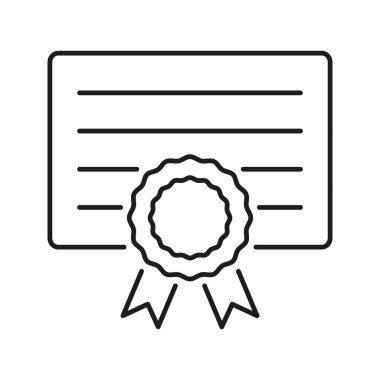 Kurdele Hattı Simgesi Sertifikası. Ödül Sertifikası ve Başarı Özeti Sembolü. Eğitimsel Başarı, Profesyonel Yeterlilik. Düzenlenebilir Vuruş. İzole Vektör İllüstrasyonu.