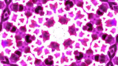 Pembe parıltılı kaleydoskopik animasyon arkaplanı. 4k çözünürlük 2B arkaplan