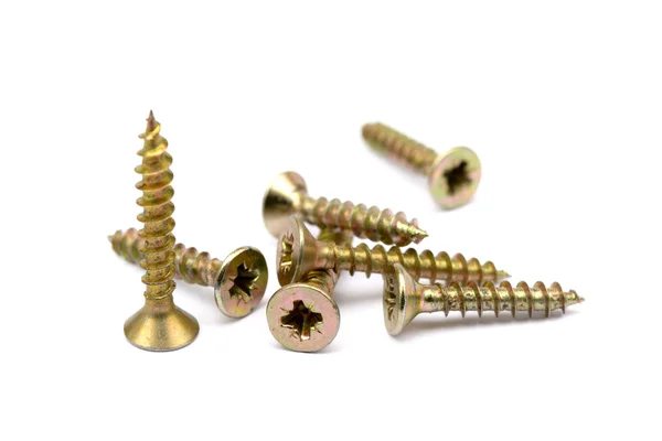 Scattered wood screws — Stock Photo, Image