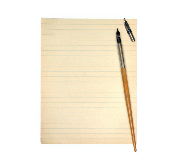  Old pen and lined paper