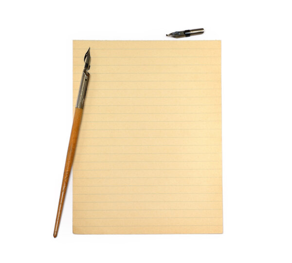  Old pen and lined paper