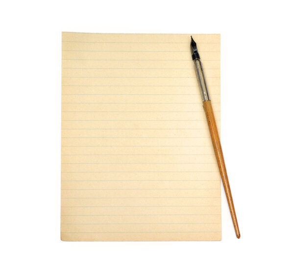  Old pen and lined paper