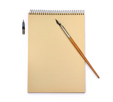 Eski tükenmez kalem ve kağıt astarlanmış 