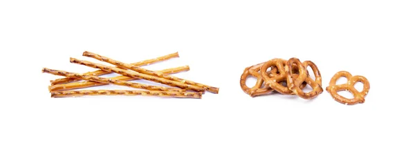 Salato Cracker Pretzel Isolato Sfondo Bianco — Foto Stock