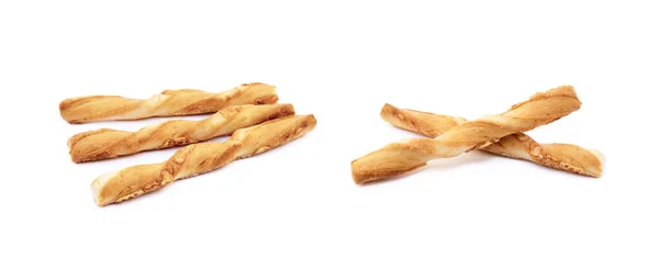 Paus Pão Espiral Com Queijo Sobre Fundo Branco — Fotografia de Stock