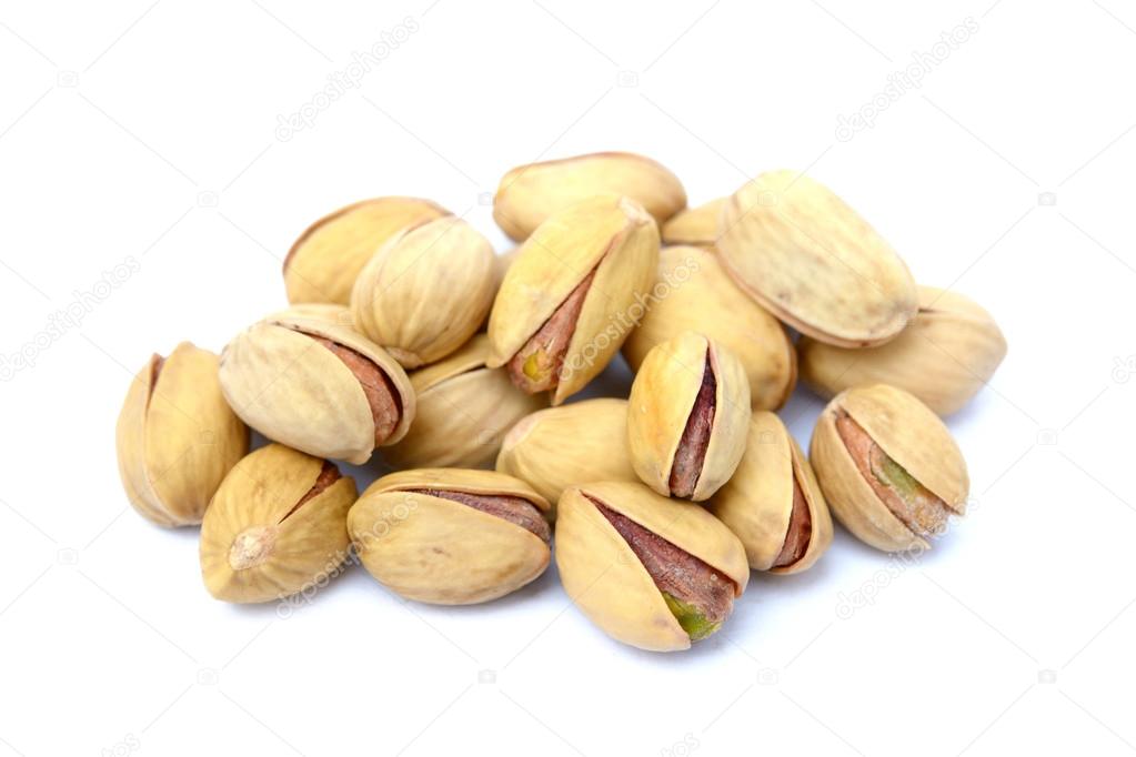 Roasted pistachios isolated