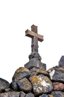  Khachkar (Taş Haç) Ermenistan. Ermenistan 'ın Ohanavan köyündeki Hovhannavank manastırında..