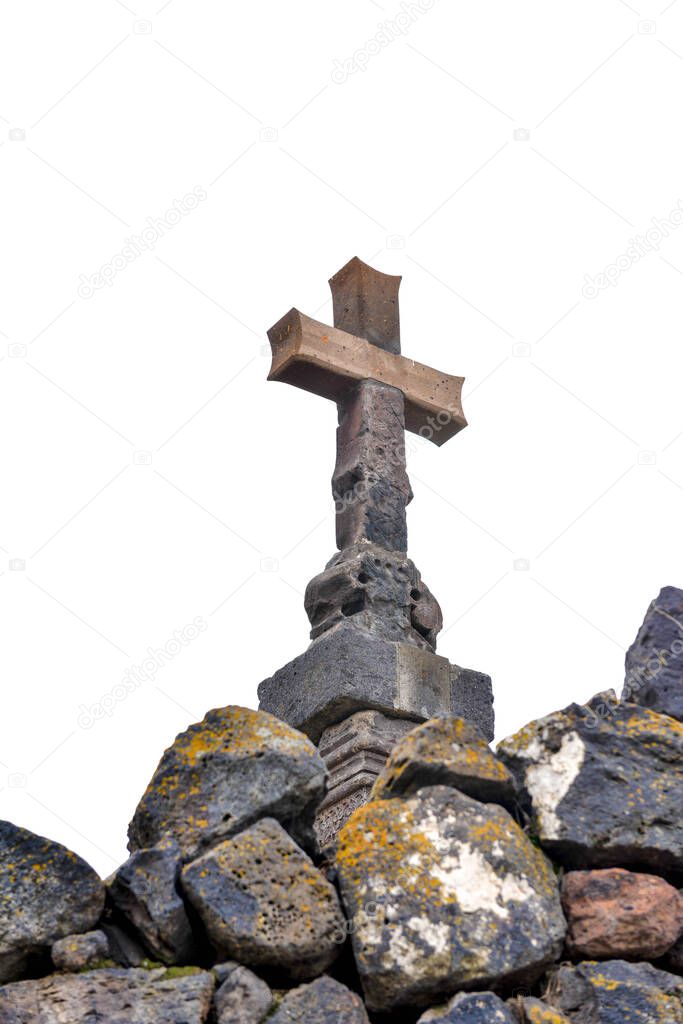  khachkar (Stone Crosses) Armenia. located in the monastery in Hovhannavank, Armenia Ohanavan village.