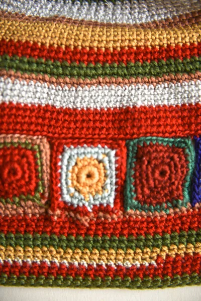Uncinetto Prodotti Con Fili Multicolori Crochet — Foto Stock