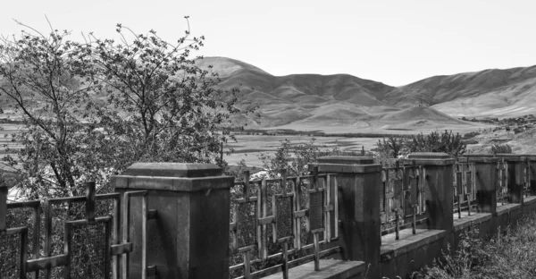 Fence Made Stone Metal Armenia — ストック写真