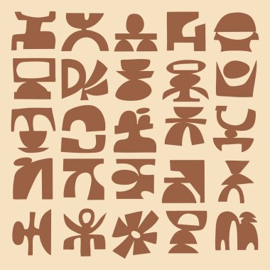  Soyut Kes Şekiller Vektör Kümesi, Orta Yüzyıl Modern Geometrik Formlar ve Organik Tasarım Elementleri