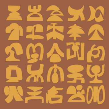  Soyut Kes Şekiller Vektör Kümesi, Orta Yüzyıl Modern Geometrik Formlar ve Organik Tasarım Elementleri