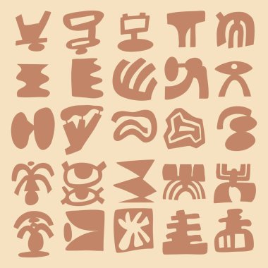  Soyut Kes Şekiller Vektör Kümesi, Orta Yüzyıl Modern Geometrik Formlar ve Organik Tasarım Elementleri