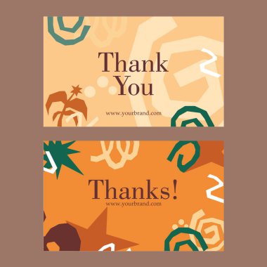 Renkli Soyut Teşekkür Kartı Vektör Kümesi, Modern Renkli Tebrik Kartı Şablonları