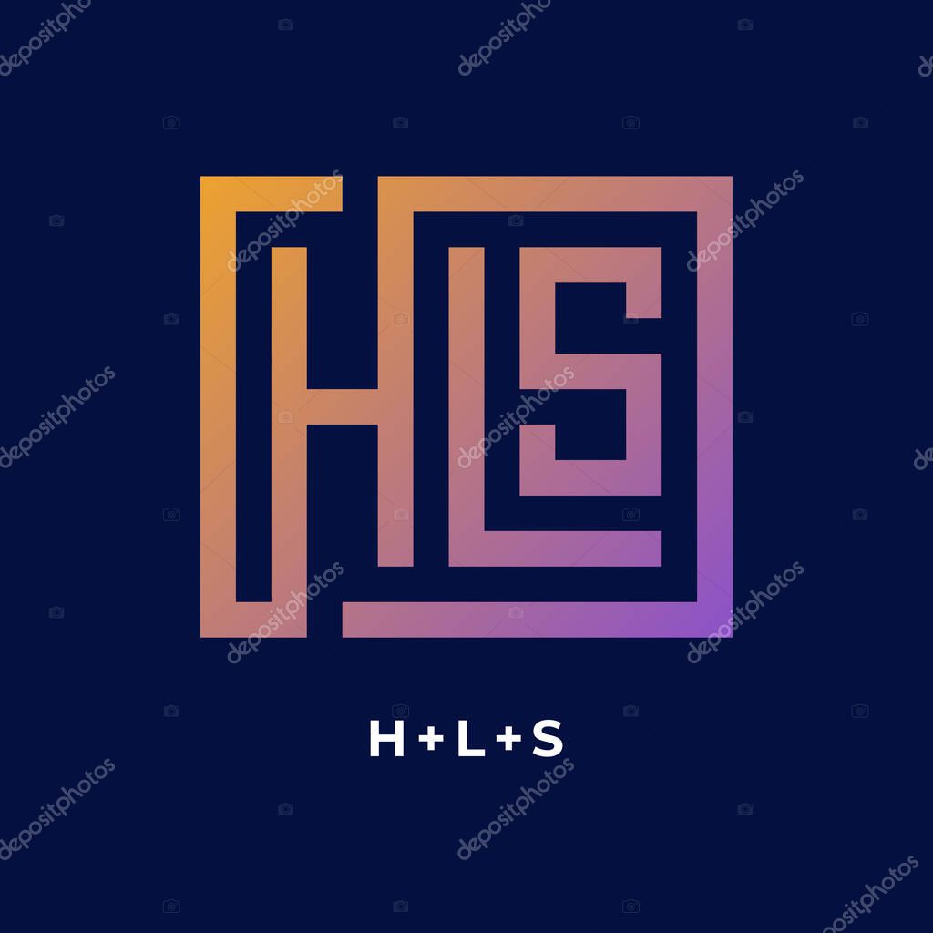 HLS Monogram Logo Design, Modern Geometric Badge Letter mark for Branding and Identity