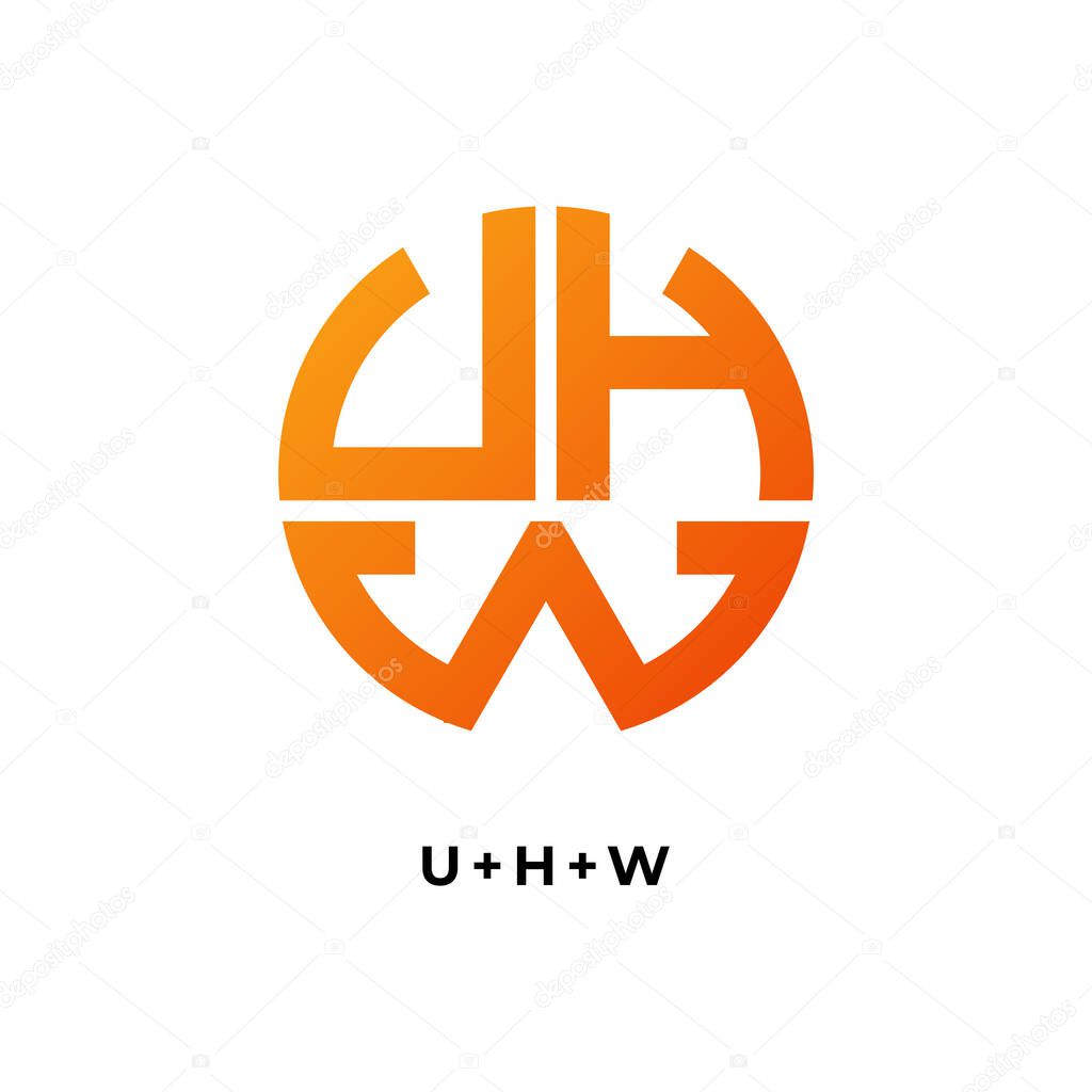 Geometric Monogram Logo Vector, UHW Initial Letter Branding Templates