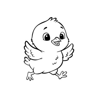 Şirin Bebek Piliç, Sevimli Çizgi Sanat Hayvanı İllüstrasyonu