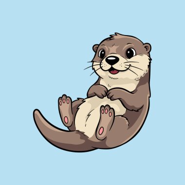 Mutlu bir ifadeyle sırtüstü yüzen sevimli su samuru.