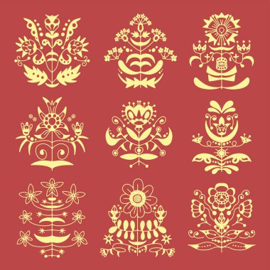 Çiçek demeti, İskandinav Halk Çiçeği Vektörü