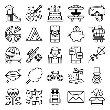 Olay ve Kutlama Satırı Simgesi Ayarları, Taslak Vektör Paketi