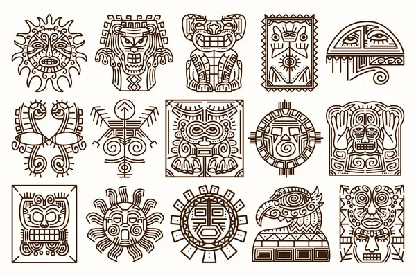 Kadim Kabile Sembol Koleksiyonu El Çizimi Sanat, Etnik Totem ve Kutsal Sembol Çizimi