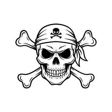 Crossbones Çizgili Korsan Kafatası, Bandana Kurukafa Çizgisi Sanat