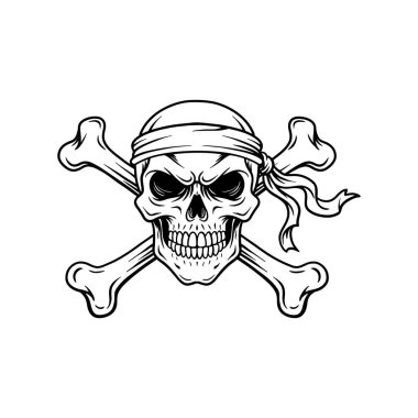 Crossbones Çizgili Korsan Kafatası, Bandana Kurukafa Çizgisi Sanat