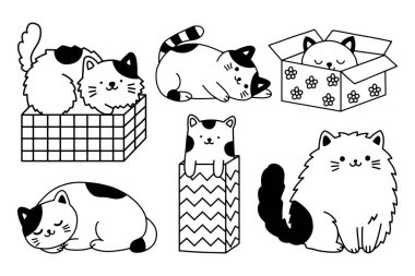 Şirin Kedi Çizimleri Seti, Kawaii Kedi Kekleme Koleksiyonu