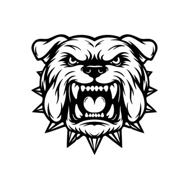 Kükreyen Buldog Kafa İllüstrasyonu, Saldırgan Köpek Maskot Vektörü