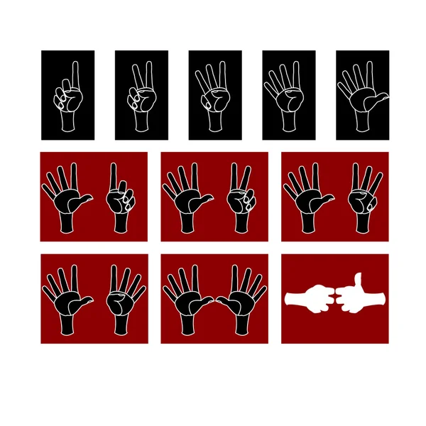 Set of hand and finger on account of one to ten