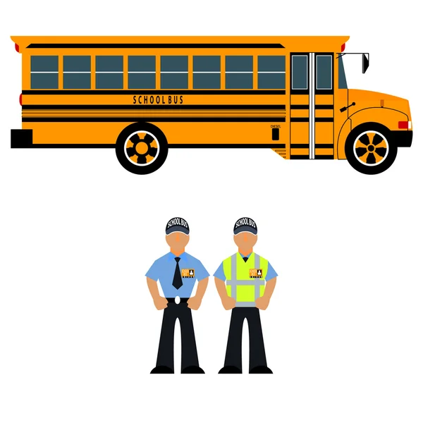 Schulbus- und Schulbusfahrer — Stockvektor