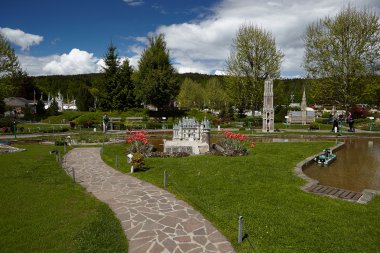 Park Minimundus am Worthersee. En ünlü tarihi binalar ve yapılar dünyanın modelleri. ölçek 1:25